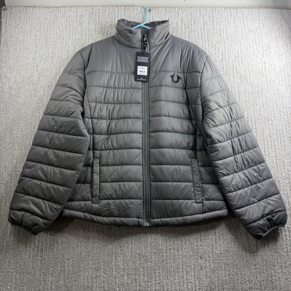 True Religion HS LS Puffer Jkt Granite Gray Mens Size M Jacket 107687
